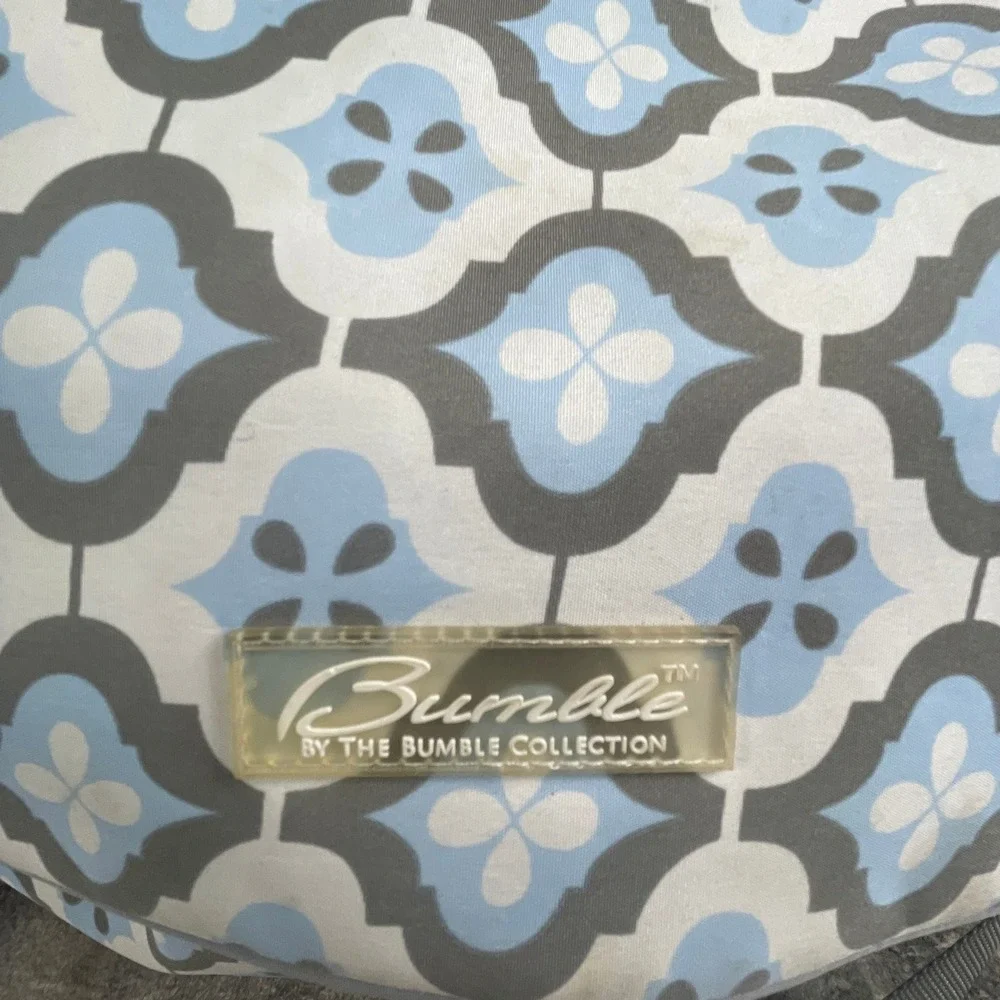 Bumble Unisex Diaper Bag Floral Trellis Gray Blue Messenger Travel Tote Bag